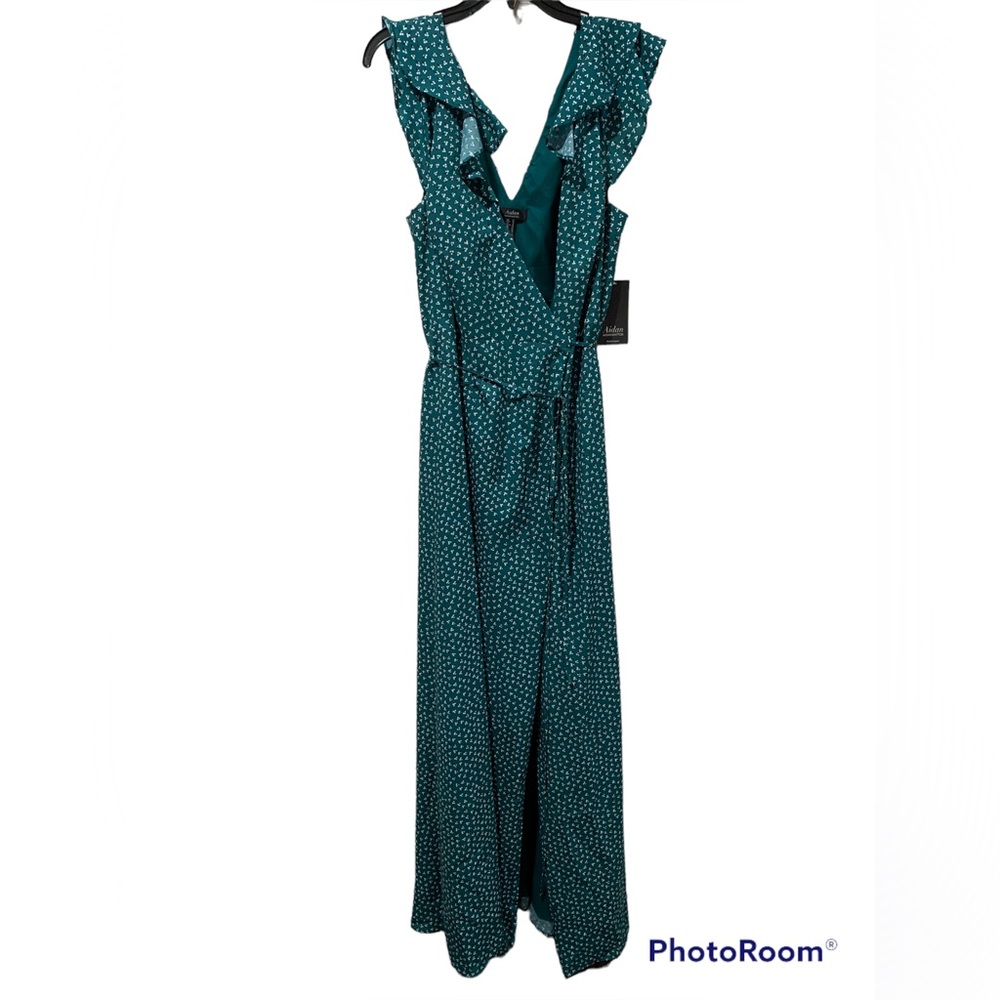 AIDAN V Neck Emerald Wrap Dress / Women Size 14